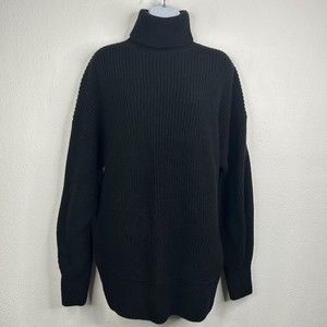 & Other Stories Roll Neck Sweater Dress XS Wool Chunky Knit Oversized black